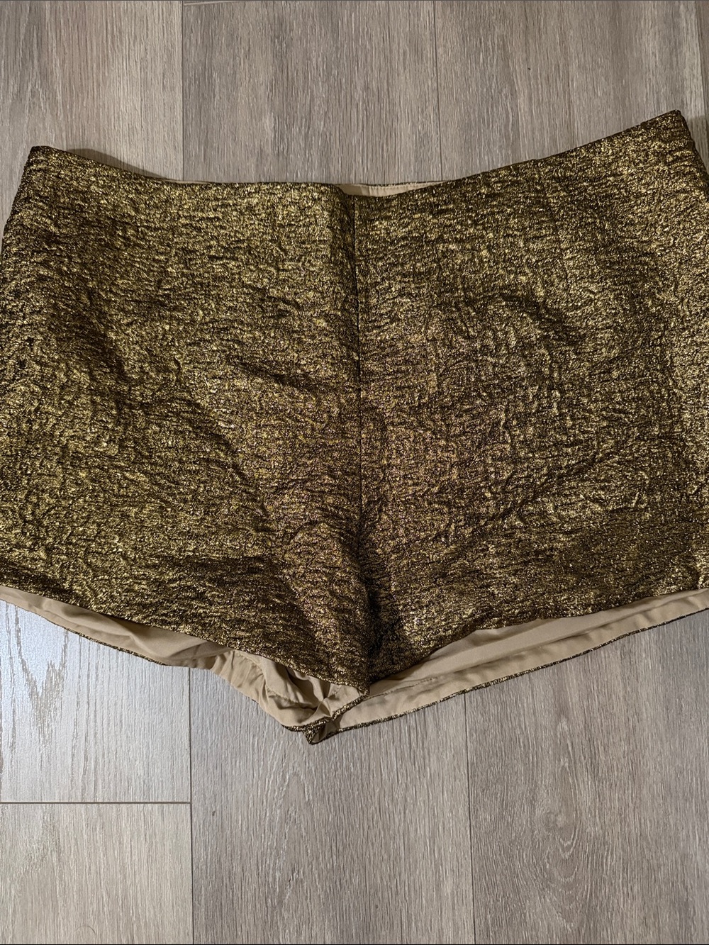 H&M Metallic Gold Textured Shorts